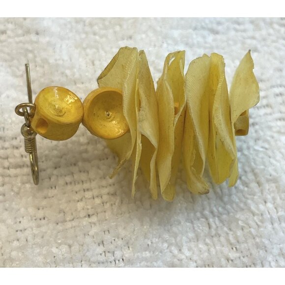 1990s Fish Vertebrae-Scales Necklace-Earrings Canary Yellow Vintage RARE FIND - Picture 2 of 5